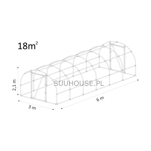 Tunel foliowy AW6 [18m2] 6 x 3 x 2,1 m UV4